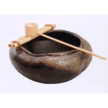 信楽焼 コゲ ビードロ つくばい 竹40ｃｍ