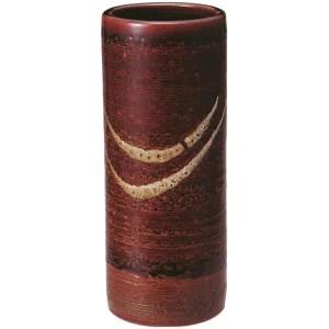 あめ釉松皮寸胴花入 10号