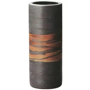 黒釉流線寸胴花入 10号
