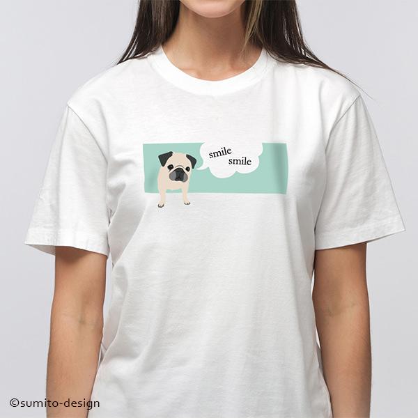 SMILE SMILE 犬イラスト Tシャツ ホワイト 受注生産商品