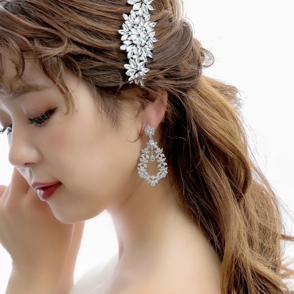 ウェディング アクセサリー【ジルコニア フラワー リース ピアス（ or イヤリングより選択）】