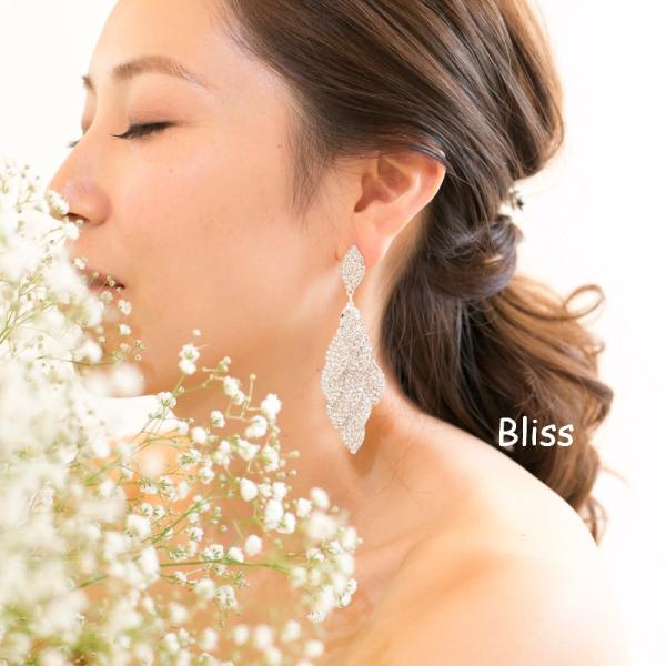 ウェディング アクセサリー【リーフビジューピアス　シルバー or ゴールドより選択（or イヤリング...