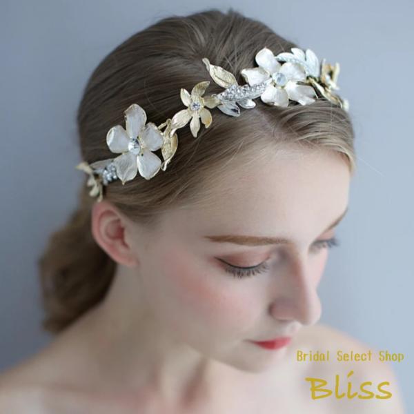 ウェディング アクセサリー【小枝  グラン フラワー ヘッドドレス】ブライダル 髪飾り