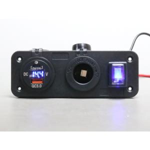 ボート用 12Vシガーソケット＋電圧計付きUSBソケット(タイプC PD)