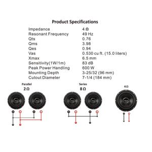 600W 8インチ サブウーハー 20cmの詳細画像5