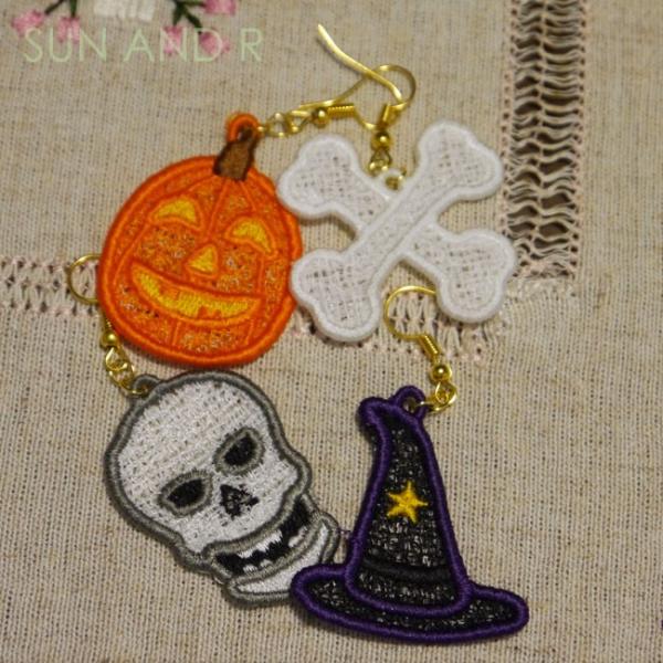レースししゅう ピアス【ハロウィンパティーにいかがでしょう】
