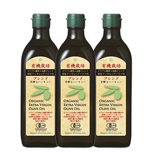 送料 無料 エキストラバージンオリーブオイル 日本オリーブ 有機栽培エキストラバージンオリーブオイル ブレンド 450g (３本組) オリーブマノン｜sun-olive