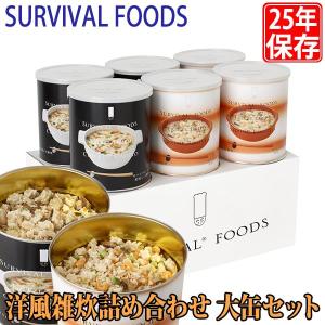 サバイバルフーズ 25年保存食 洋風雑炊詰め合わせ 大缶 6缶セット (60食相当) マツコの知らない世界 非常食 備蓄 被災 避難 防災 災害 crsr1set｜sun-wa