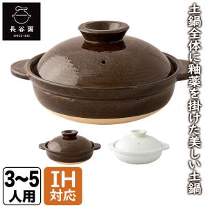 長谷園 伊賀土鍋 大 （3から5人用） DC-03 8号 9号 アメ釉 白釉