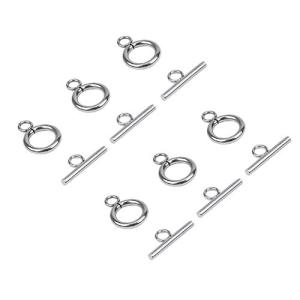 UNICRAFTALE 20セット トグルクラスプ リング 16mm 304ステンレススチール 留め金具 O字型 T字型 マンテルリング リン