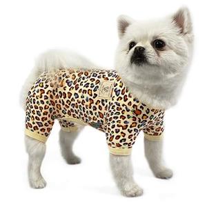 TONY HOBY 犬服 パジャマ 100%ソフトコットン生地 小型犬服 ヒョウ柄 4本足入れ 暖かい 犬のロンパース 可愛いかつ元気な服 春夏秋冬用