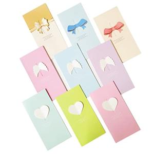 RuiChy 9個 手作り グリーティングカード 封筒付き 心臓 ちょう結び翼 デザイン ホリデーカード すべての時