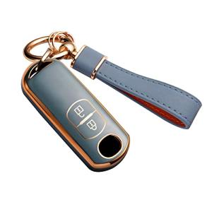 Jiooy マツダ スマートキーケース カギ ケース フルカバー 軽量 TPU素材 カラビナ付き 耐摩擦 耐汚れ キズ防止 専