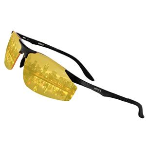 SOXICK ナイト サングラス 運転 偏光 レンズ 黄色 メンズ 軽量 UVカット 紫外線カット UV400 夜釣り スポーツ 自転
