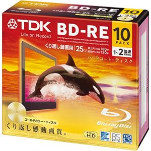 TDK 録画用ブルーレイディスク ハードコート仕様 BD-RE 25GB 1-2倍速 ゴールドディスク 10枚パック 5mmスリムケース BEV｜sunafukin-store