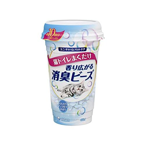 まとめ買い 消臭ビーズ 猫トイレまくだけ 香り広がる消臭ビーズ ふんわりナチュラルソープの香り 45...