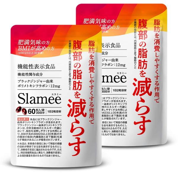 2袋セット Slamee スラミー お腹の脂肪 皮下脂肪を減らす ダイエット サポート サプリ 機能...