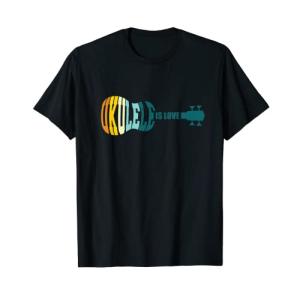 ウクレレ・イズ・ラブ アコースティック ハワイアン ミュージシャン ウクレレ アロハ ギター Tシャツ｜sunafukin-store