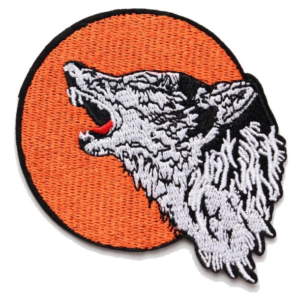 ワッペン オオカミ アイロン接着 月に吠える狼をデザインした刺繍パッチ 説明書（日本語）付き