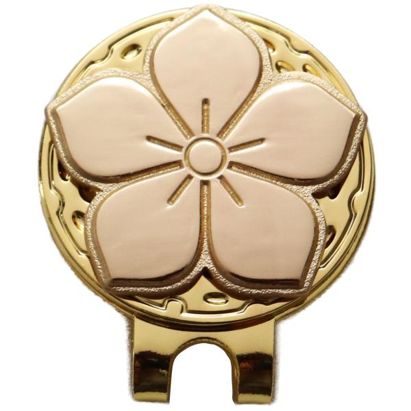 ゴルフマーカー 桔梗紋（陰桔梗） ハットクリップ マグネット（磁石）着脱 明智光秀の家紋 ボールマー...