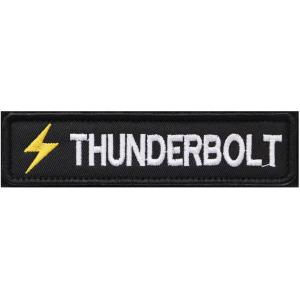ワッペン THUNDERBOLT（サンダーボルト・稲妻・雷電） マジックテープ（ベルクロ）着脱式 ミ...