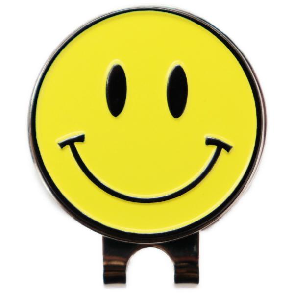 スマイルマーク ゴルフマーカー ハットクリップ マグネット（磁石）着脱 かわいいニコちゃん 笑顔のボ...