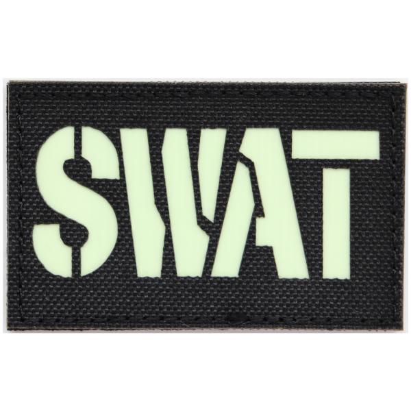 ワッペン SWAT（スワット・特殊部隊） 蓄光・発光素材 マジックテープ（ベルクロ）着脱式 ミリタリ...