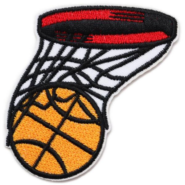 ワッペン バスケットボール アイロン接着 説明書（日本語）付き バスケットゴール かっこいい刺繍パッ...