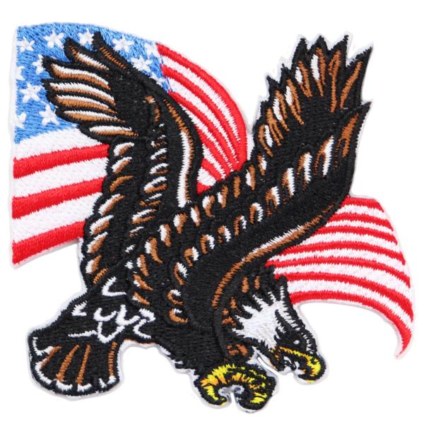 ワッペン アメリカ国旗とイーグルマーク アイロン接着 説明書（日本語）付き 星条旗と鷲 刺繍パッチ