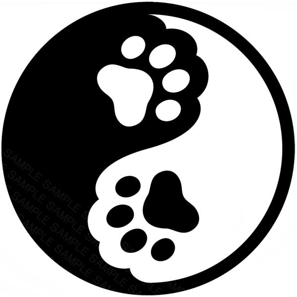 肉球の太極図 カッティングステッカー かわいい猫の手足のタオマーク カーステッカー 転写シール 車・...