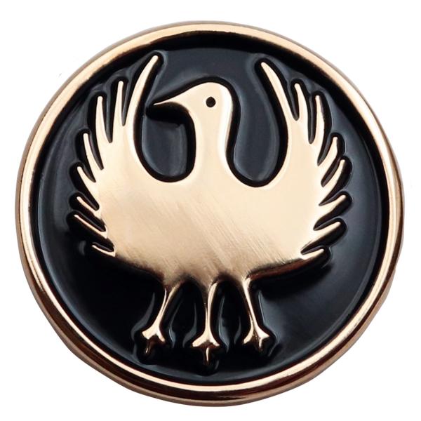 ピンバッジ 八咫烏 ヤタガラスをデザインしたピンズ・バッジ 合金製 ミニサイズ 直径1.8cm 正面