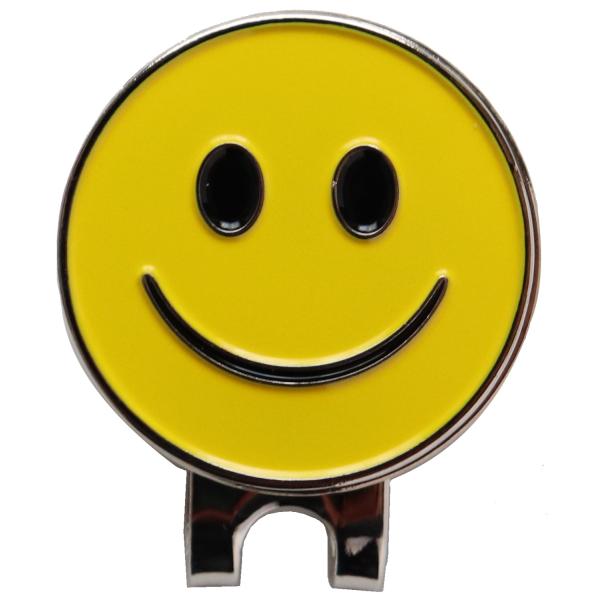 スマイルマーク ゴルフマーカー ハットクリップ マグネット（磁石）着脱 かわいいニコちゃん 笑顔のボ...