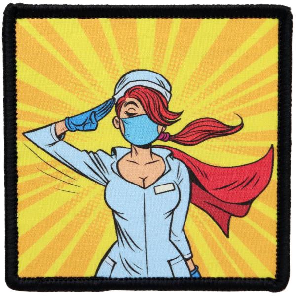 ワッペン 敬礼ナース（看護師・衛生兵） マジックテープ（ベルクロ・面ファスナー）着脱式 ミリタリー ...