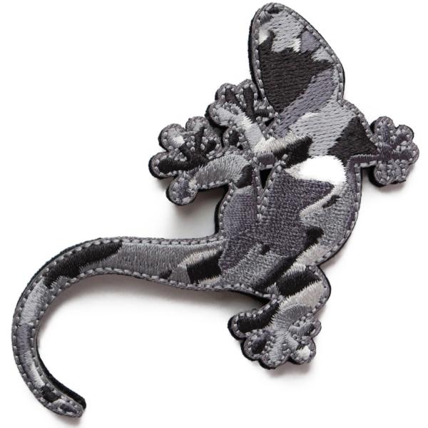 ワッペン トカゲ（ヤモリ） 迷彩柄 マジックテープ（ベルクロ・面ファスナー）着脱式 ミリタリー サバ...