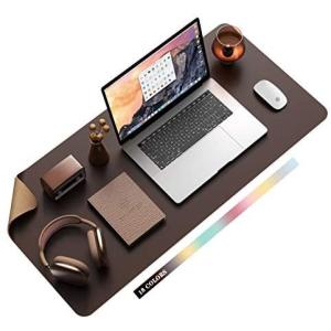YSAGiデスクマット、滑り止め／防水PUレザー作り、極めて薄い飾りマット、 オフィス及び自宅用パソコンマウスパッド (茶色 90*43cm)