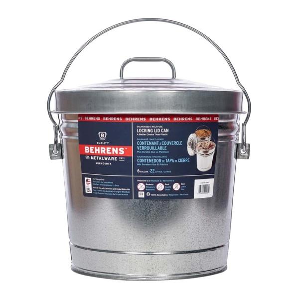 BEHRENS【ベーレンス】6ガロンバケット（ふた付き）スチール製バケツ アメリカ製 6106
