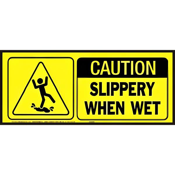 HY-KO 6x14 プラスチックフェンスサイン【CAUTION SLIPPERY WHEN WET...