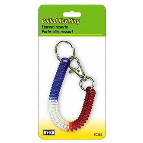 クリップ付きコイルキーリング【トリコロール】 KC363
