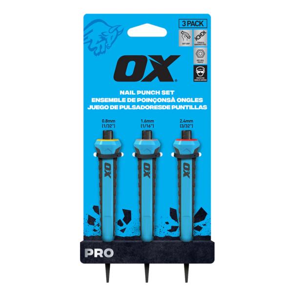 OX TOOLS(オックスツールズ) ネイルポンチ3本セット（0.8mm, 1.6mm, 2.4mm...