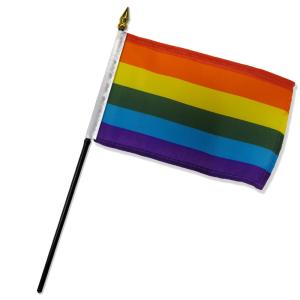 アメリカンフラッグ 黒スティックフラッグレインボーミニ4×6in（10×15cm） メール便可 Rainbow Flag rainbow4-6｜suncast
