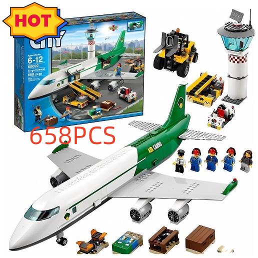 レゴシティ互換 飛行機 レゴ互換 シティ エアカーゴターミナル 658PCS ミニフィグ5体 LEG...