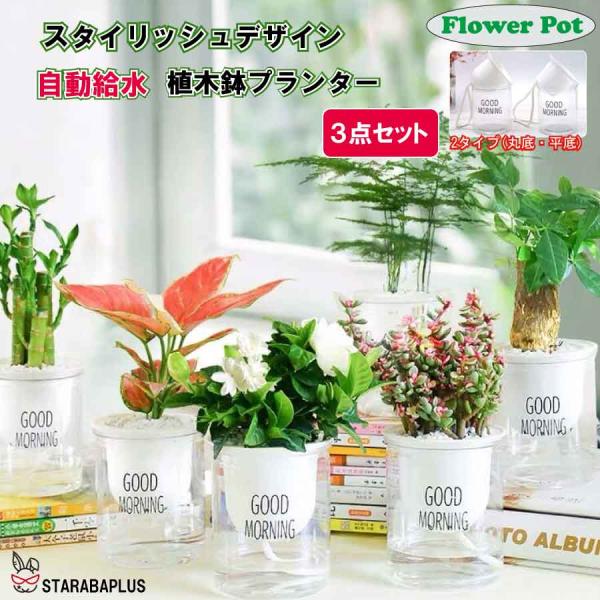 3個セット 自動給水 プランター おしゃれ 家庭菜園 水やり  送料無料