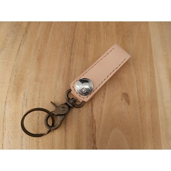 レザーキーホルダー 5セントコイン コンチョ インディアン バッファロー 姫路レザー ヌメ革 本牛革...