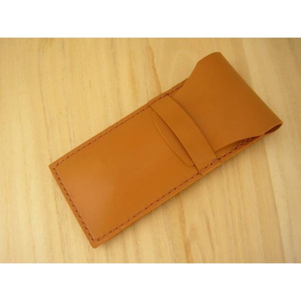 レザーペンケース 姫路レザーヌメ革 総手縫い 牛革 本革 メール便可　キャメル 入学祝い 卒業祝い ...