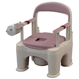 ラフィーネ ポータブルトイレ 座楽 長穴プラスチック便座 前後傾斜脚付き HAPPINESS ミスティパープル