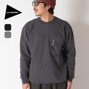 and wander ベンチレーションプルオーバーシャツ、ブラック、サイズ3 and wander（アンドワンダー） ストレッチリップバンドカラーシャツ