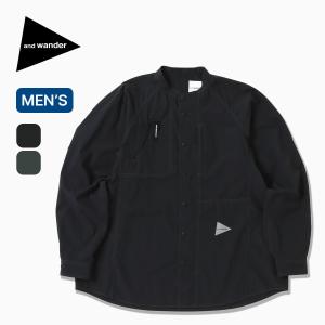 and wander アンドワンダー ストレッチリップバンドカラーシャツ 5746953021 stretch rip band collar shirt メンズ 長袖 ロングスリーブ 2026 春夏