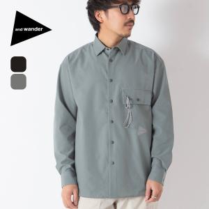 and wander アンドワンダー ストレッチリップバンドカラーシャツ