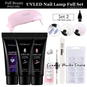 グリッター/クリア/ピンク　ポリジェル3色　9Wライト付スターターキット　ポリジェルチップ100枚