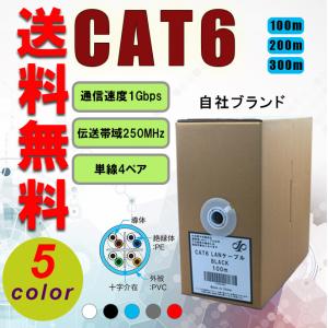 自作用　0.57ｍｍ　23AWG  cat6   100m   カテゴリ6   cat6LANケーブル